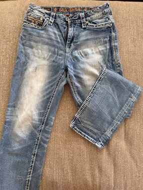 Rock Revival Yandel Easy Straight Women's Light Blue Washed Straight Jeans